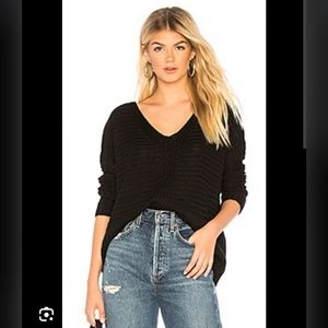 Majorelle Revolve Pointelle Boxy V Neck‎ Sweater Pullover Black XS
